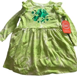 Wondernation Tie Dye Clovers Long Sleeve Dress Girls Size 2T